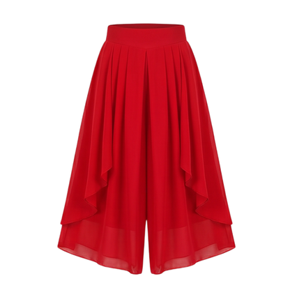 High-Waist Culottes with Skirt Drape — View 18 | Clova