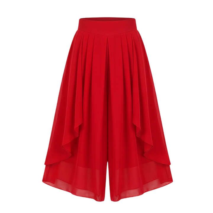 High-Waist Culottes with Skirt Drape — View 18 | Clova