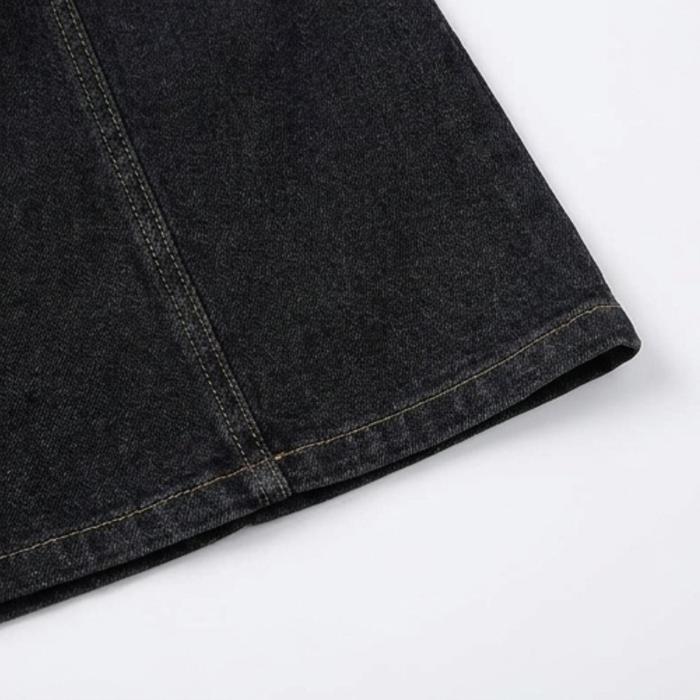 V-Neck Denim Dress with Pockets — View 10 | Clova