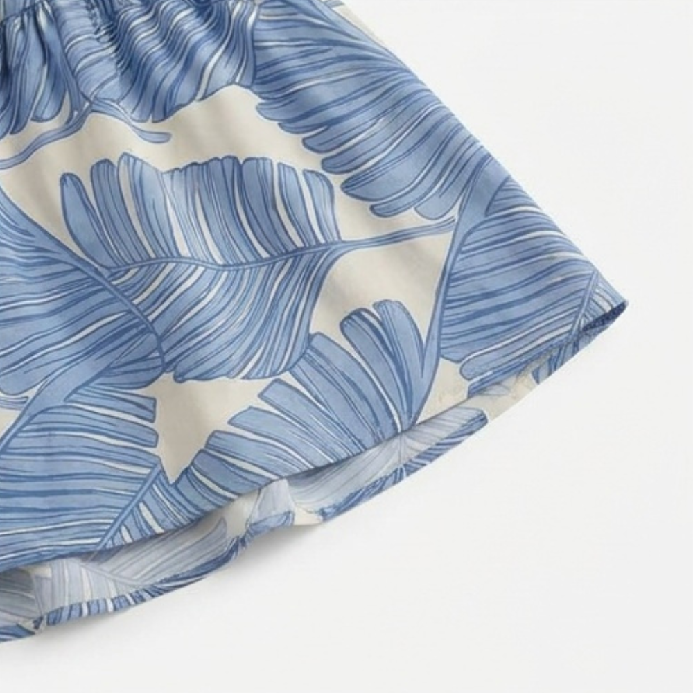 Palm-Print Strapless Maxi Dress — View 8 | Clova