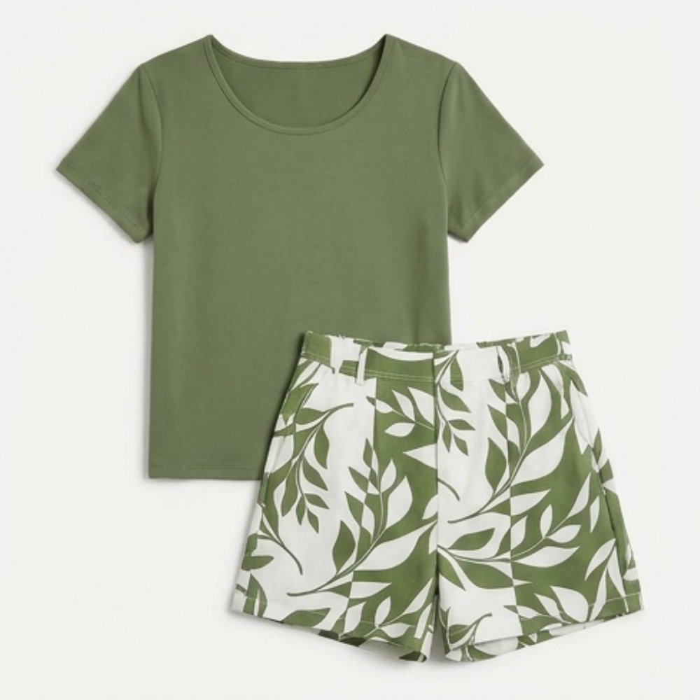 Leaf Print 2-Piece Summer Set — View 11 | Clova