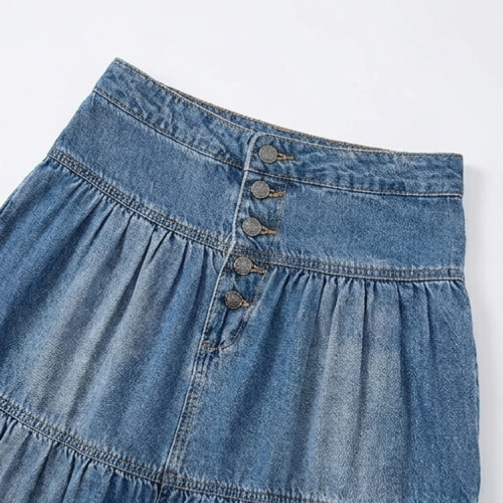 Soft Button-Front Maxi Skirt — View 7 | Clova