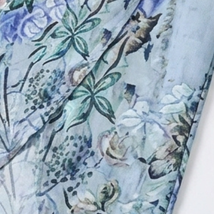Boho Floral Wide-Leg Pants with Split Front — View 10 | Clova