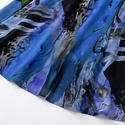 Printed Midi Dress with Attached Cardigan — View 17 | Clova