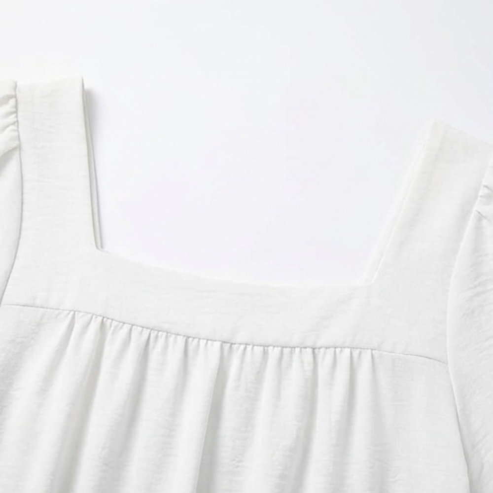 Square Neck Flutter Sleeve Blouse — View 11 | Clova
