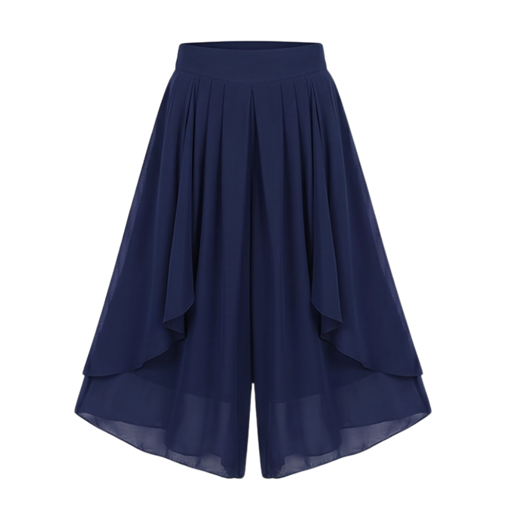 High-Waist Culottes with Skirt Drape — View 19 | Clova