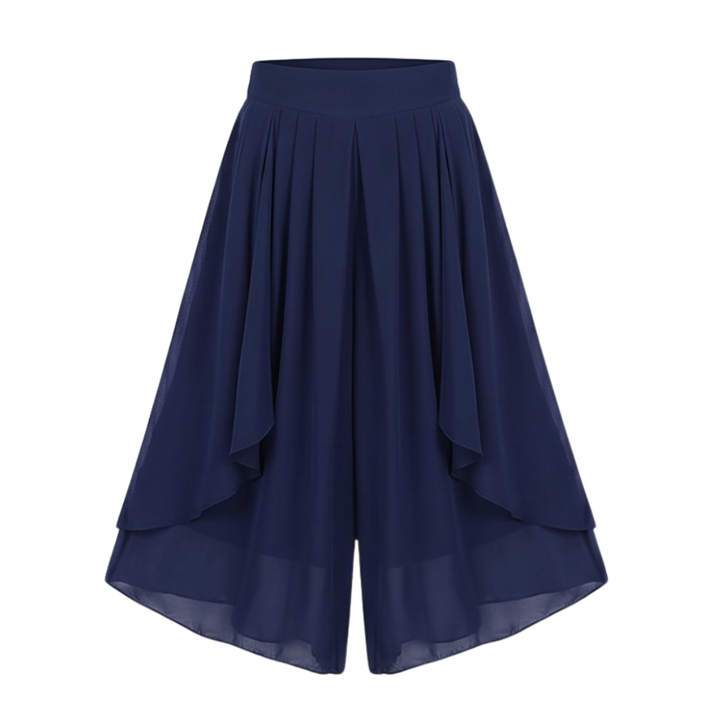 High-Waist Culottes with Skirt Drape — View 19 | Clova