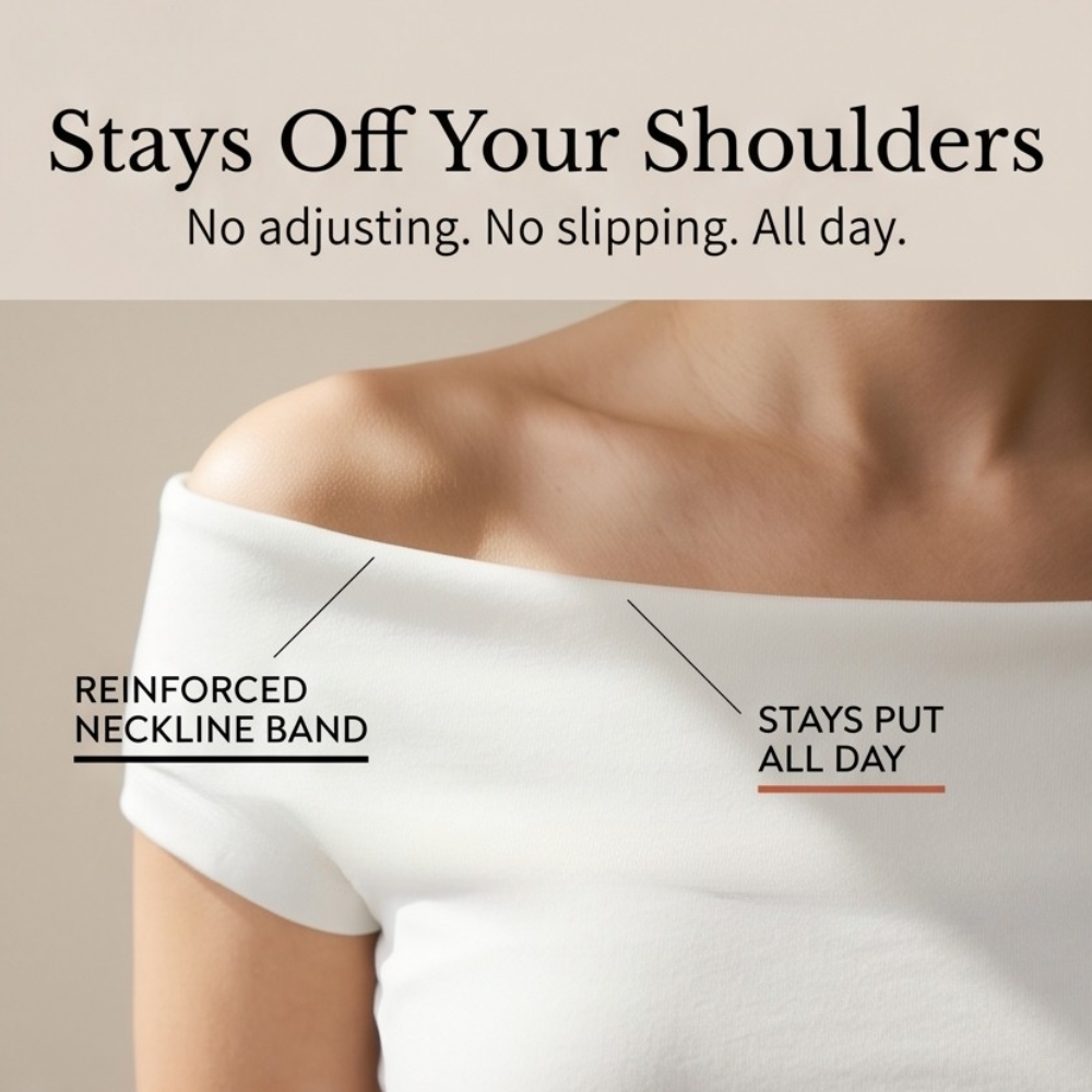 Velora Off-Shoulder Slim Fit Top — View 9 | Clova