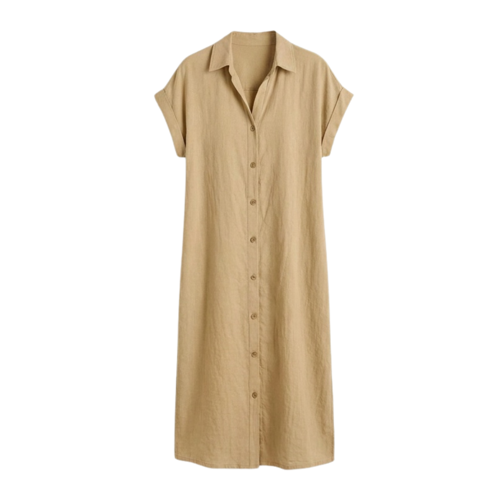 Breezy Button-Down Midi Dress — View 11 | Clova