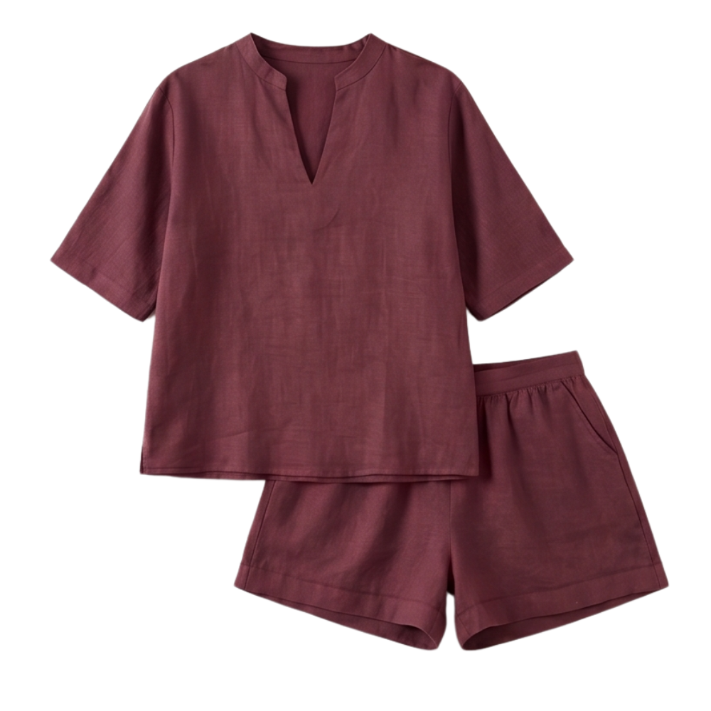 Breezy V-Neck Summer Set — View 15 | Clova