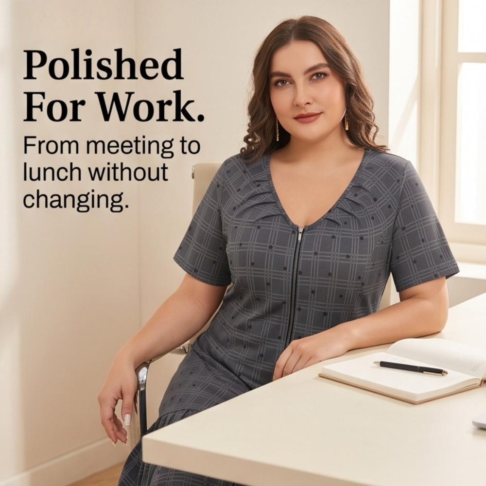 Zip-Front Midi Dress for Effortless Everyday Comfort — View 9 | Clova