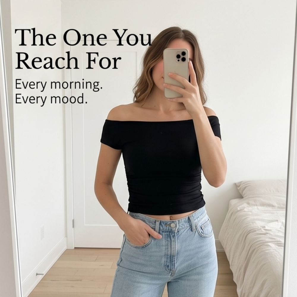 Velora Off-Shoulder Slim Fit Top — View 8 | Clova