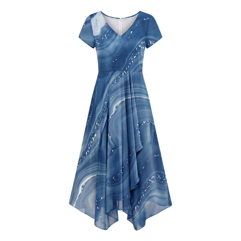 Flowing Marbled Midi Dress for Special Occasions — View 19 | Clova