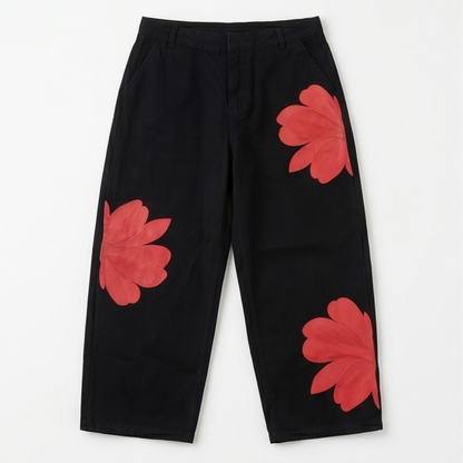 Bold Floral Wide Leg Jeans — View 11 | Clova