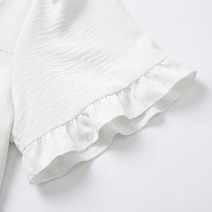 Square Neck Flutter Sleeve Blouse — View 12 | Clova