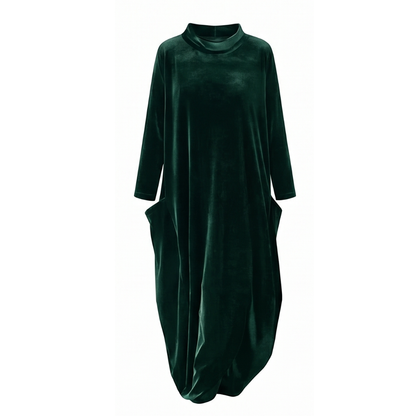 Velvet Cocoon Midi Dress with Hidden Pockets — View 16 | Clova