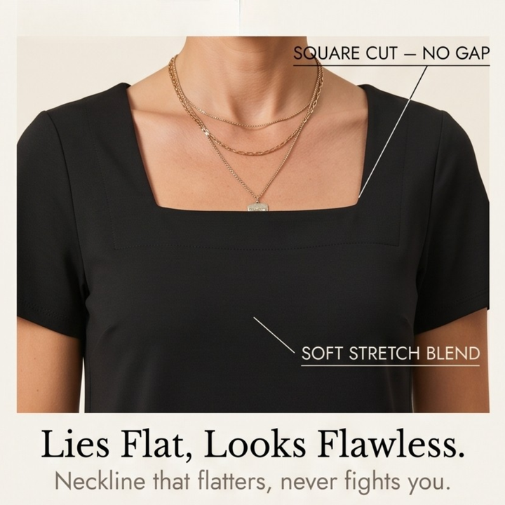 Soft Square-Neck Pocket Dress — View 7 | Clova