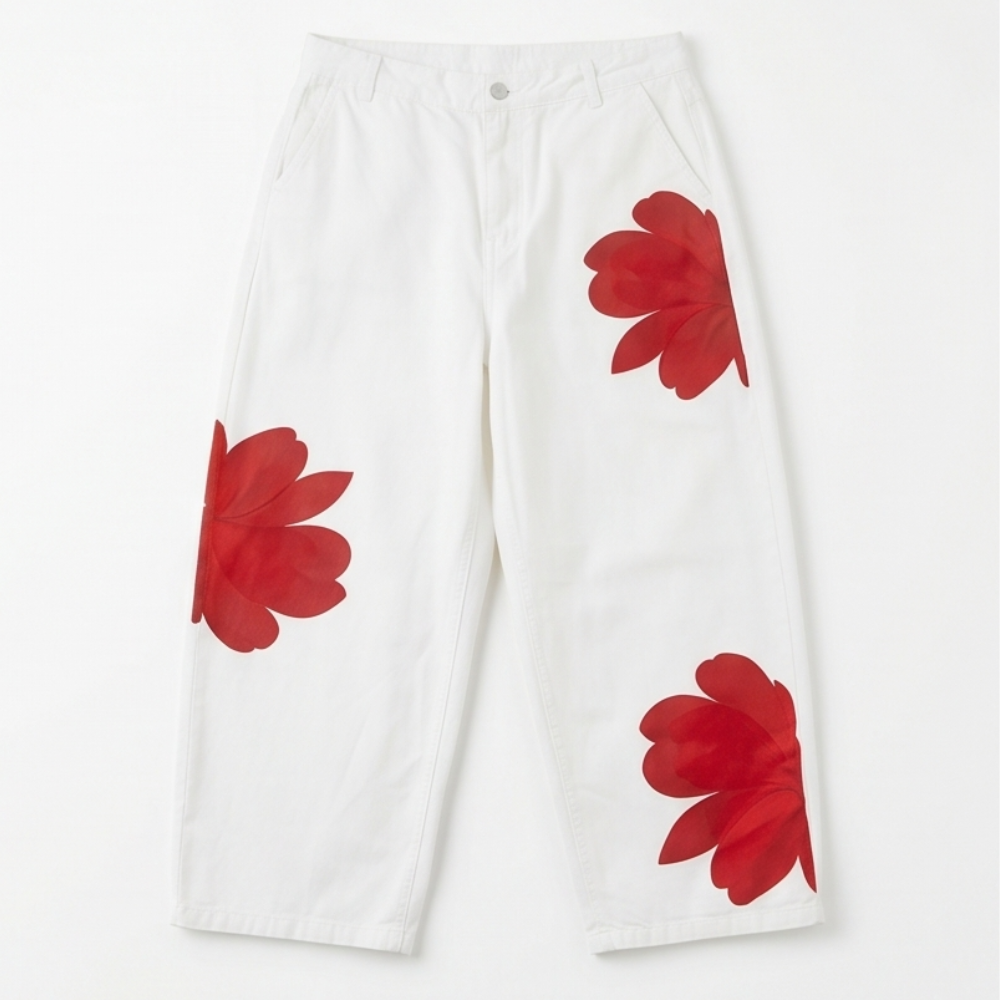 Bold Floral Wide Leg Jeans — View 14 | Clova