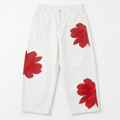 Bold Floral Wide Leg Jeans — View 14 | Clova