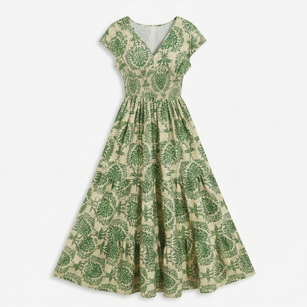 Smocked Floral Maxi Dress — View 11 | Clova