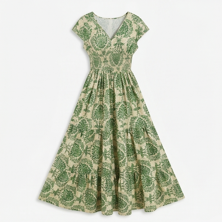 Smocked Floral Maxi Dress — View 11 | Clova