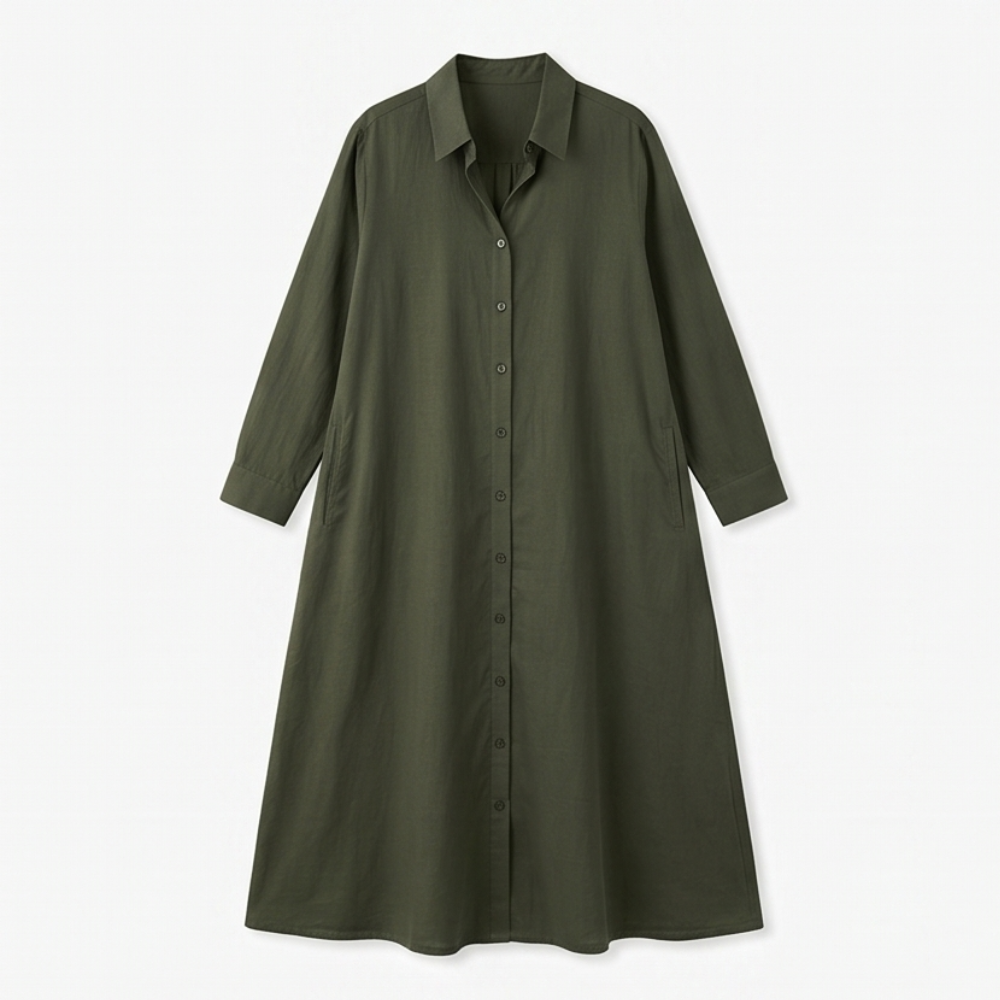 Effortless Maxi Shirt Dress with Pockets — View 16 | Clova