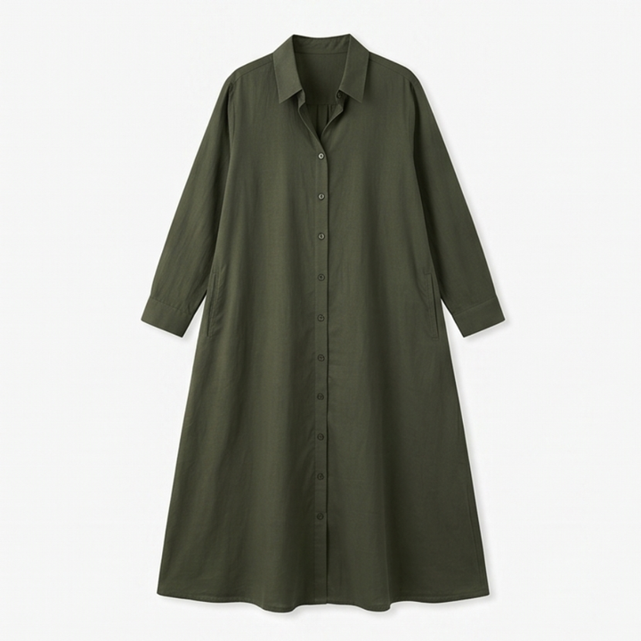 Effortless Maxi Shirt Dress with Pockets — View 16 | Clova