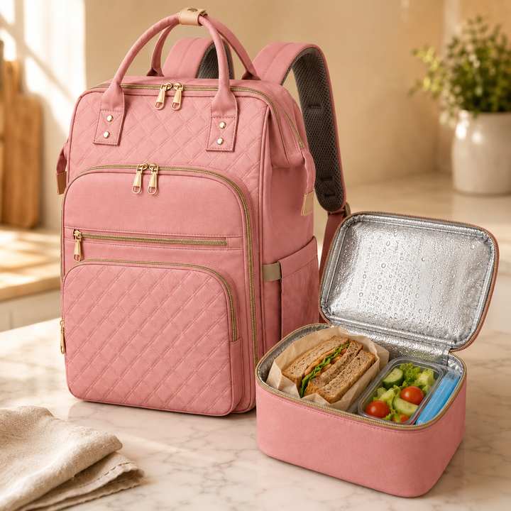 Insulated Backpack with Lunch Box, Laptop Sleeve, Waterproof Oxford