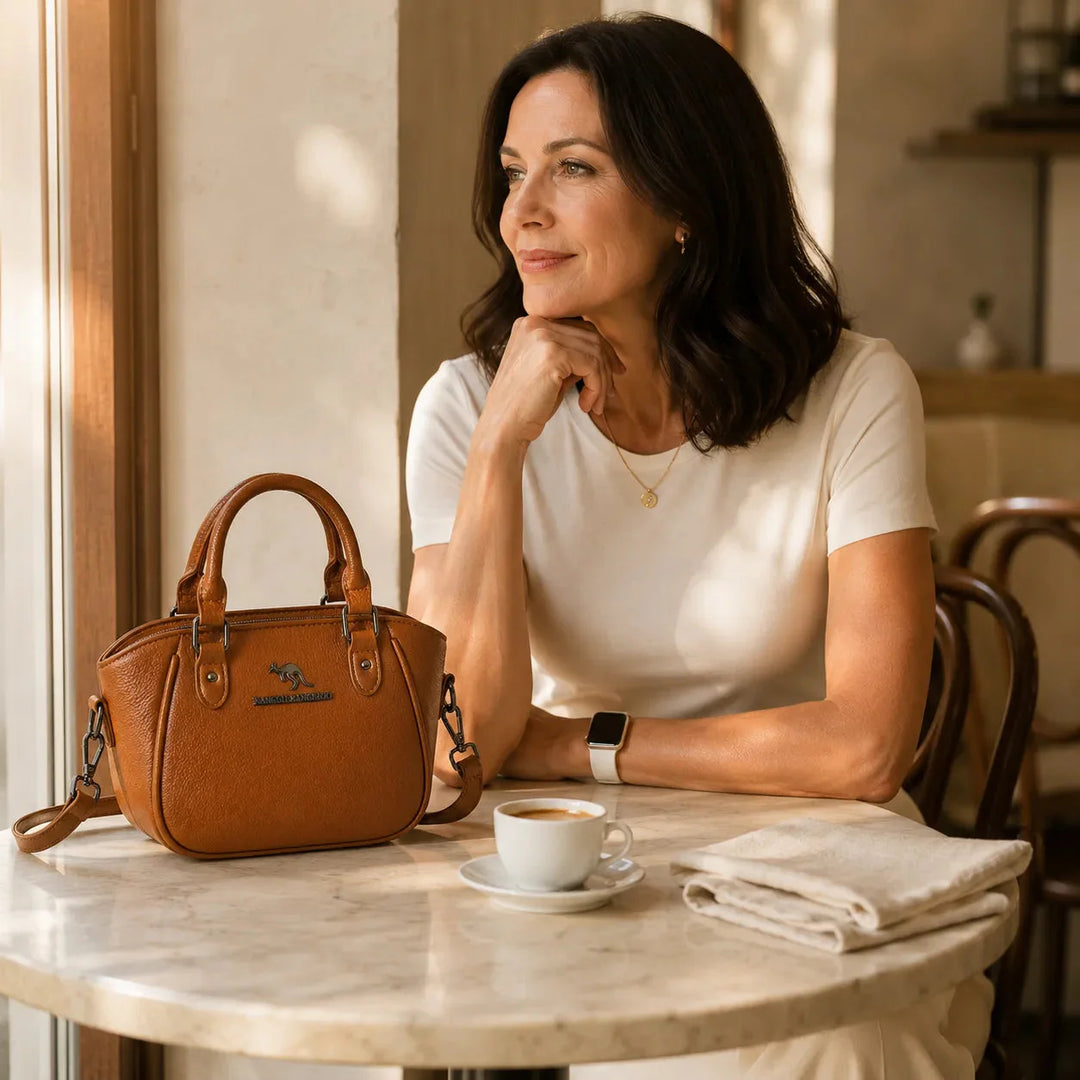 Structured Boston Handbag with Convertible Crossbody Strap, Polished Hardware