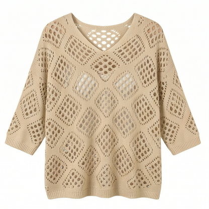 Bohemian Crochet V-Neck Top — View 11 | Clova