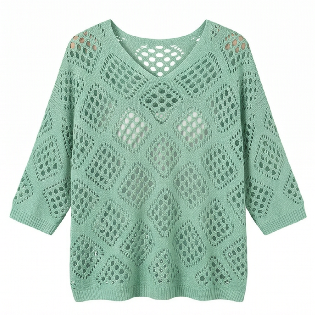 Bohemian Crochet V-Neck Top — View 7 | Clova