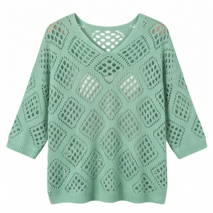 Bohemian Crochet V-Neck Top — View 7 | Clova