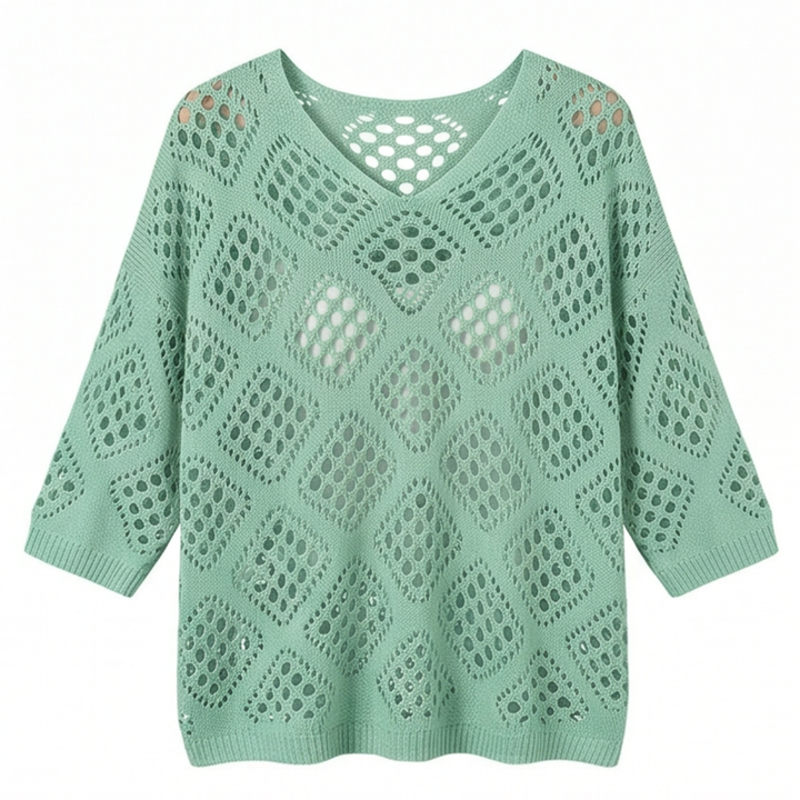 Bohemian Crochet V-Neck Top — View 7 | Clova