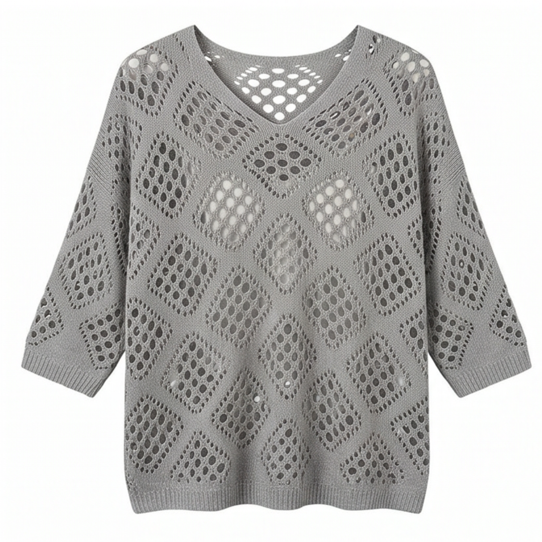 Bohemian Crochet V-Neck Top — View 8 | Clova