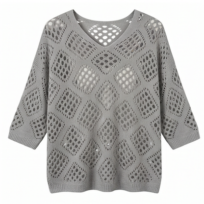 Bohemian Crochet V-Neck Top — View 8 | Clova