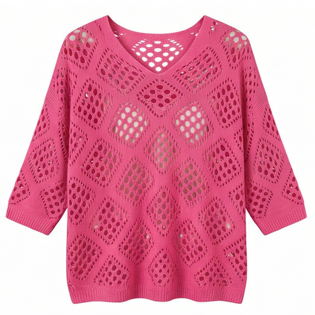 Bohemian Crochet V-Neck Top — View 9 | Clova