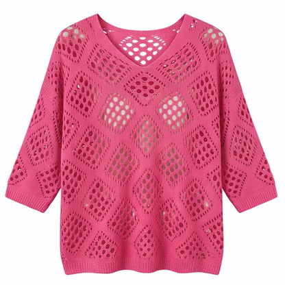 Bohemian Crochet V-Neck Top — View 9 | Clova