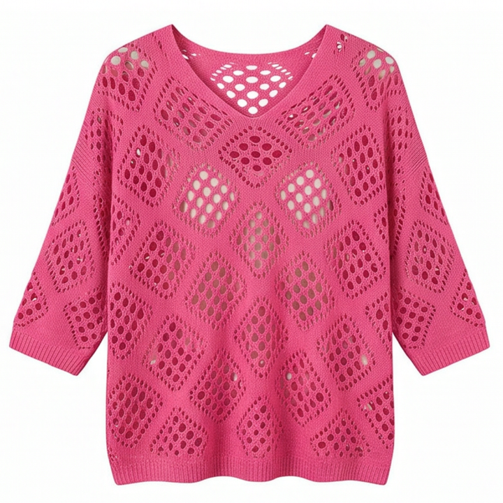 Bohemian Crochet V-Neck Top — View 9 | Clova