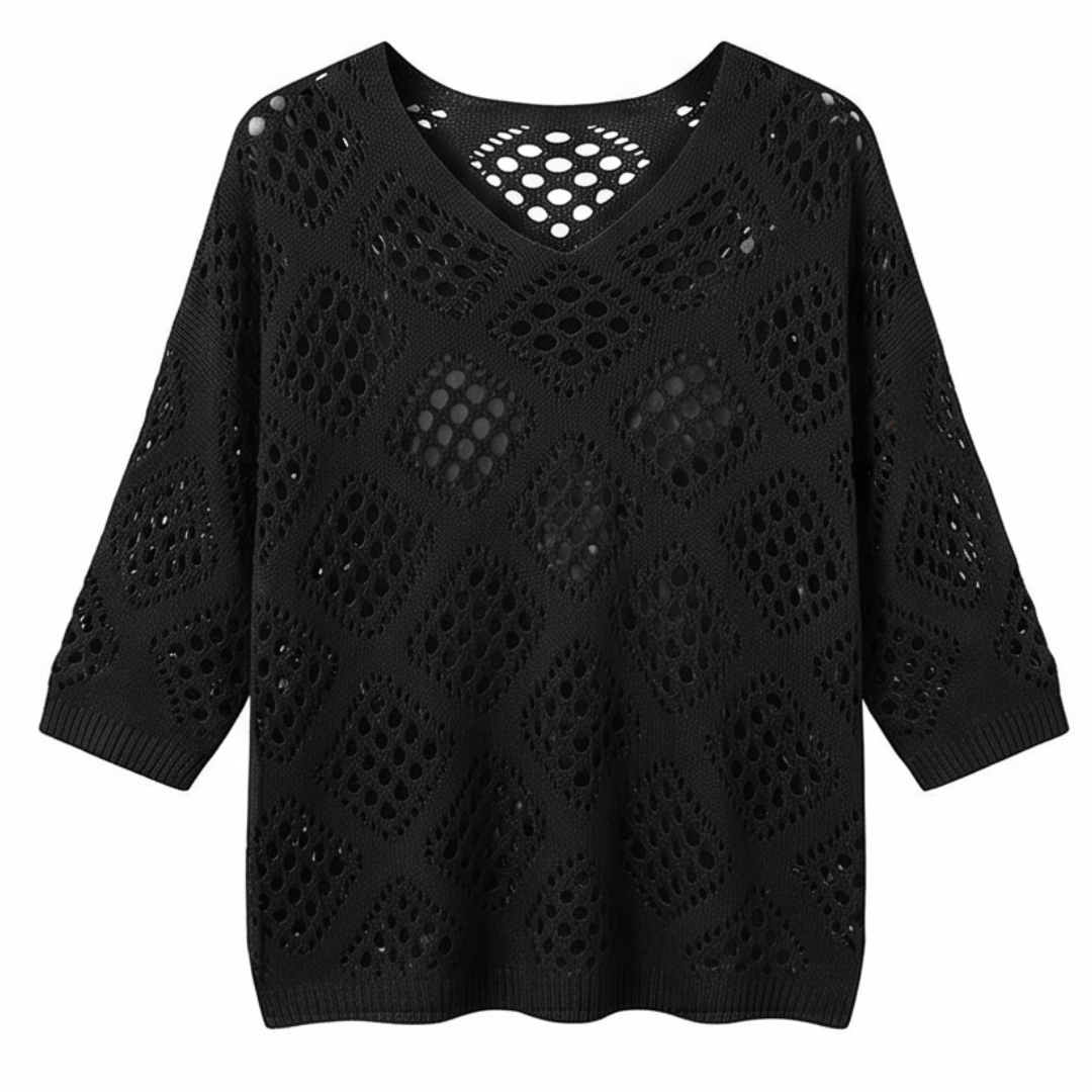 Bohemian Crochet V-Neck Top — View 10 | Clova