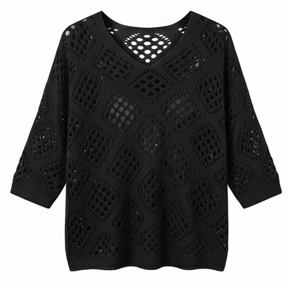 Bohemian Crochet V-Neck Top — View 10 | Clova