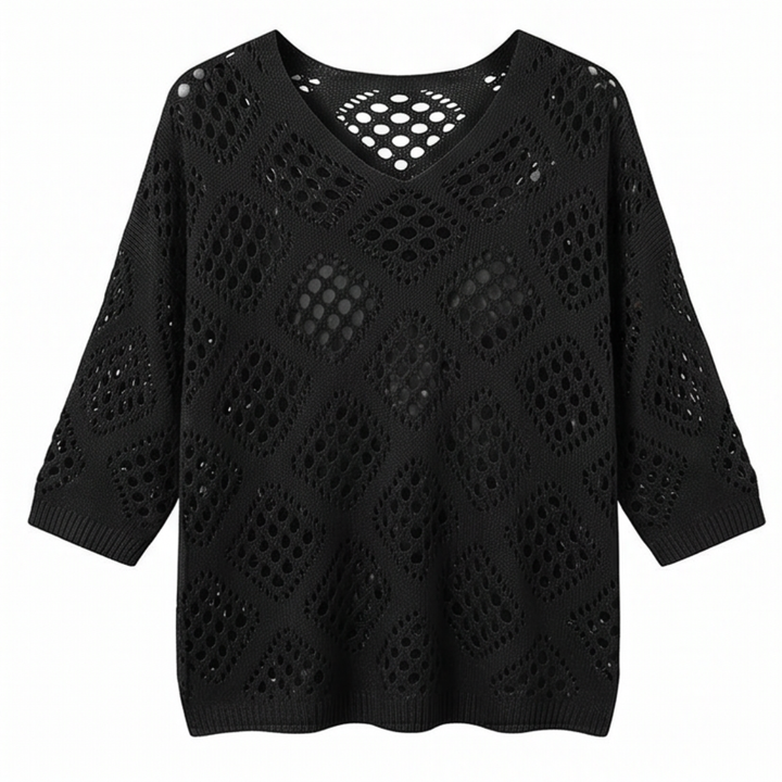 Bohemian Crochet V-Neck Top — View 10 | Clova