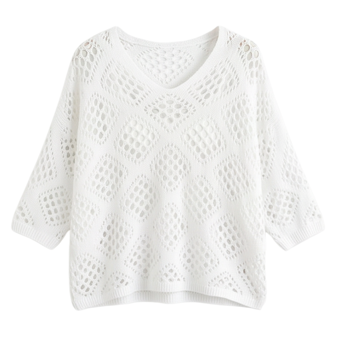 Bohemian Crochet V-Neck Top — View 12 | Clova
