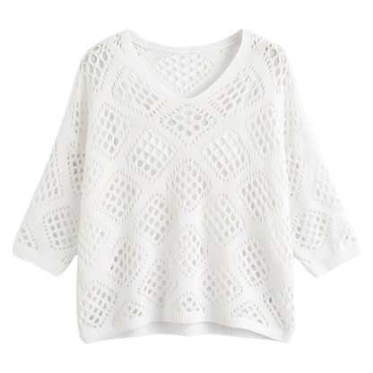 Bohemian Crochet V-Neck Top — View 12 | Clova