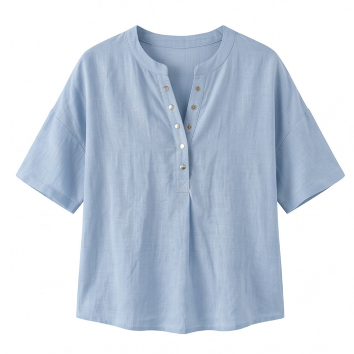 Effortless Henley Blouse — View 10 | Clova