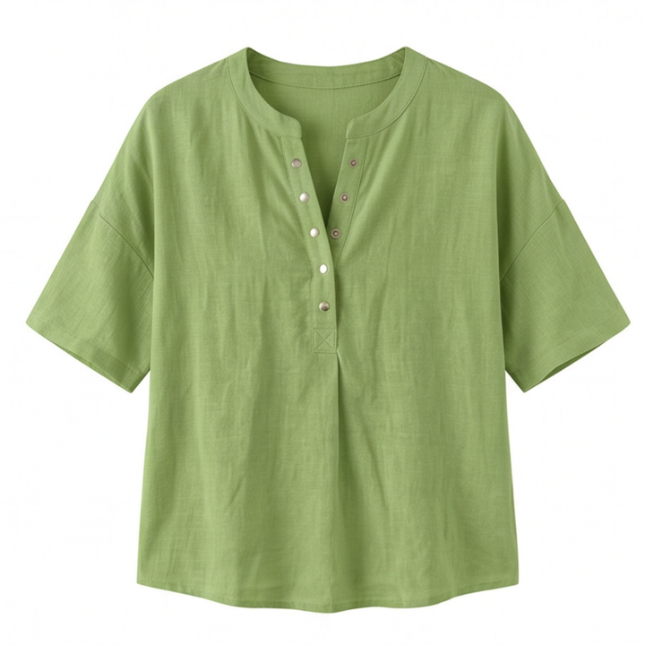 Effortless Henley Blouse — View 12 | Clova