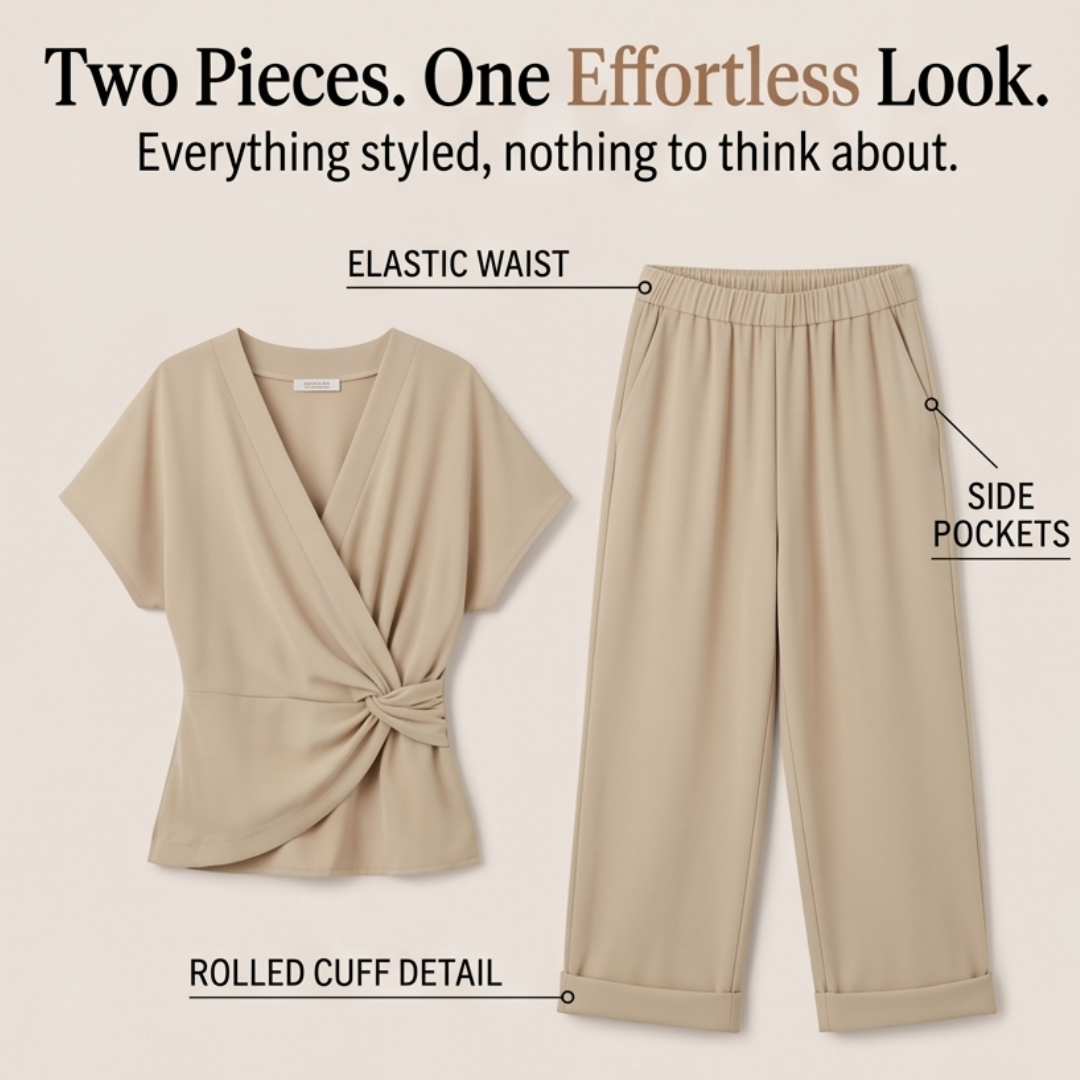 Wrap-Front Two-Piece Set — View 11 | Clova