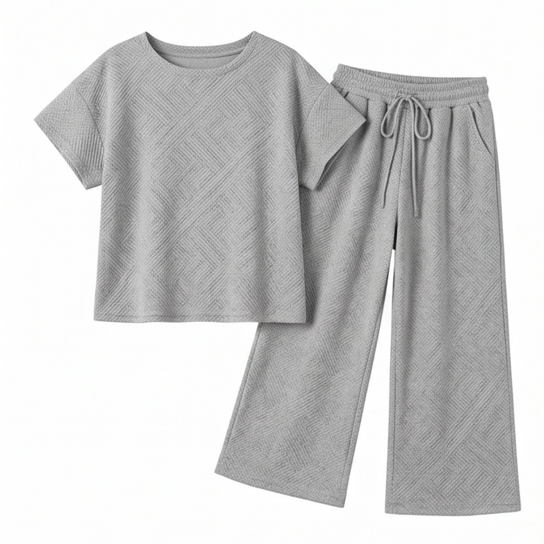 Textured Knit 2-Piece Lounge Set for Real Curves — View 17 | Clova