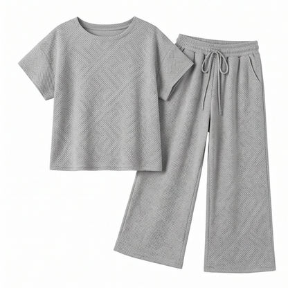 Textured Knit 2-Piece Lounge Set for Real Curves — View 17 | Clova