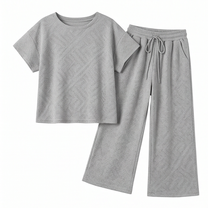 Textured Knit 2-Piece Lounge Set for Real Curves — View 17 | Clova