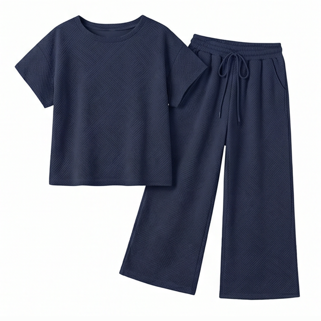 Textured Knit 2-Piece Lounge Set for Real Curves — View 22 | Clova